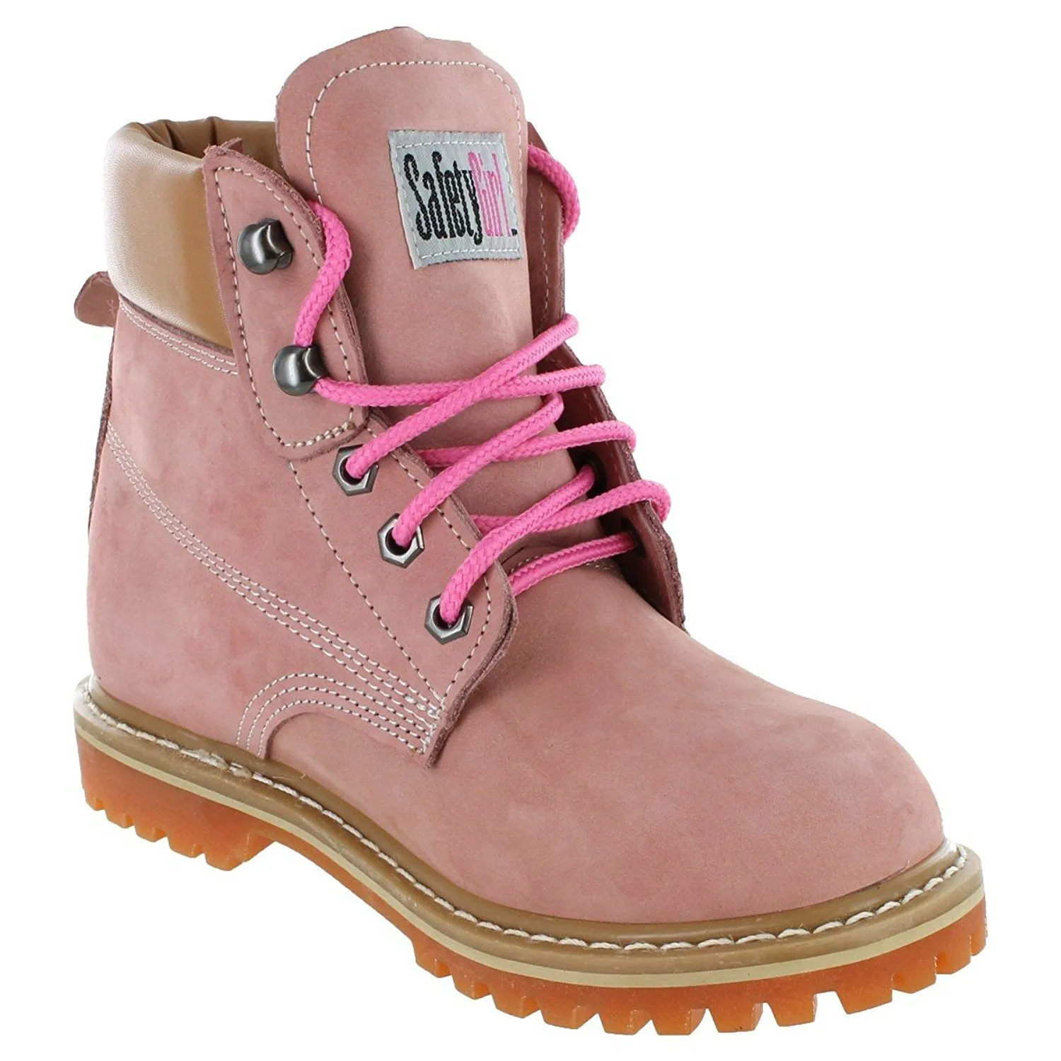Women’s Work Boots | Waterproof Leather Work Boots for Women | Oil & Slip-Resistant Soft Toe Boots for Women | Premium Nubuck Leather | Lightweight and Comfortable | Pink Leather - 5.5W