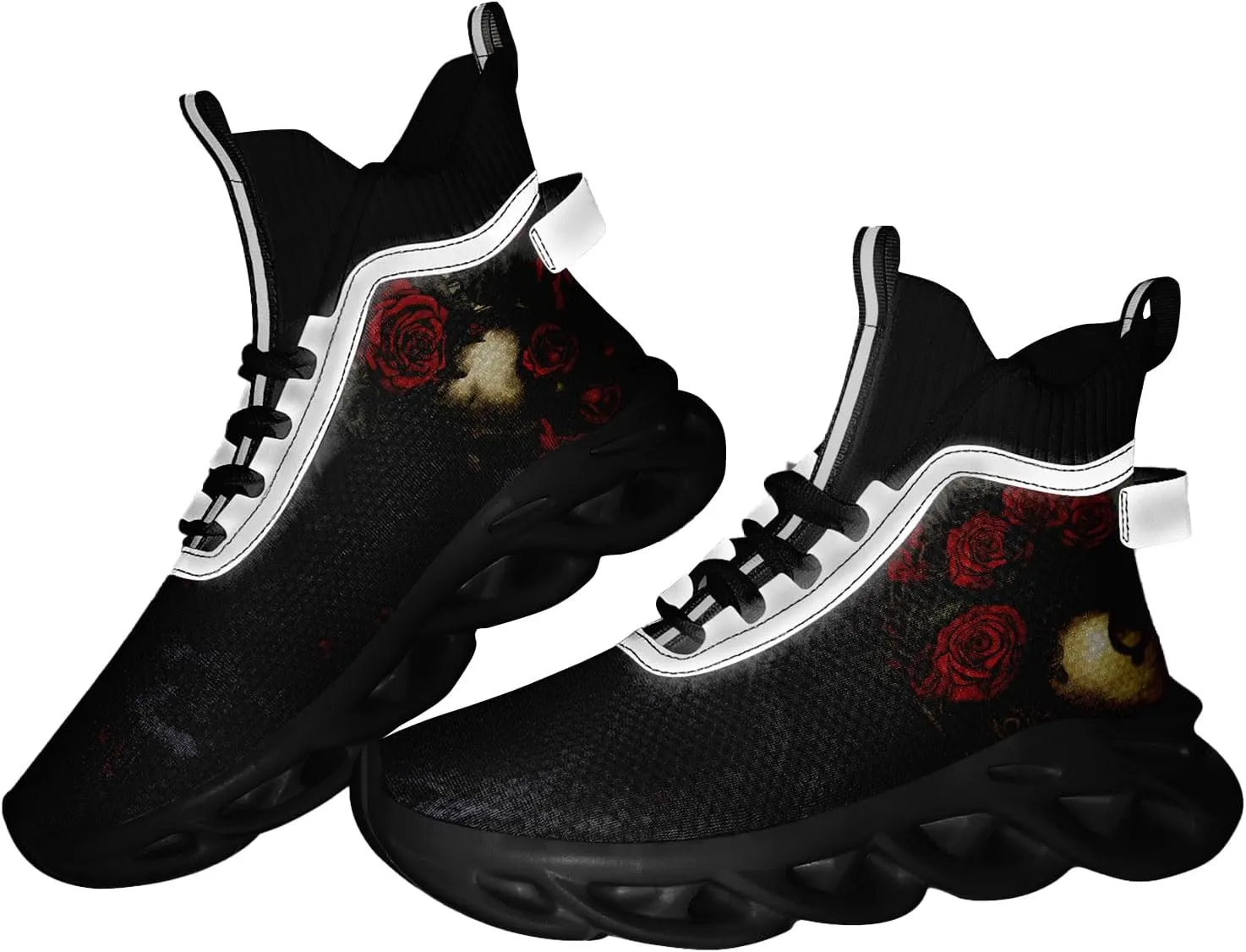 Womens/Mens Athletic High-Top Fashion Sneakers Gothic Style Lace Up Cushion Socks Sneakers Sport Gym Lightweight Tennis Shoes