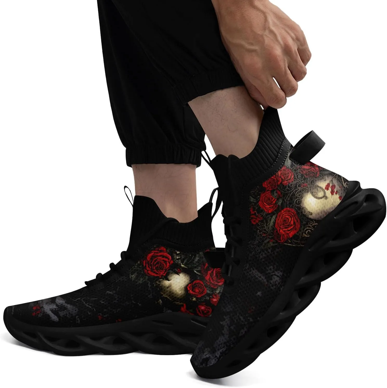 Womens/Mens Athletic High-Top Fashion Sneakers Gothic Style Lace Up Cushion Socks Sneakers Sport Gym Lightweight Tennis Shoes