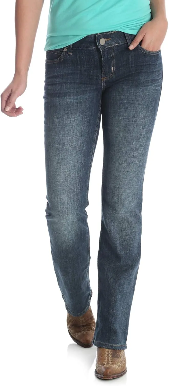 Wrangler Women's Western Mid Rise Stretch Boot Cut Jean