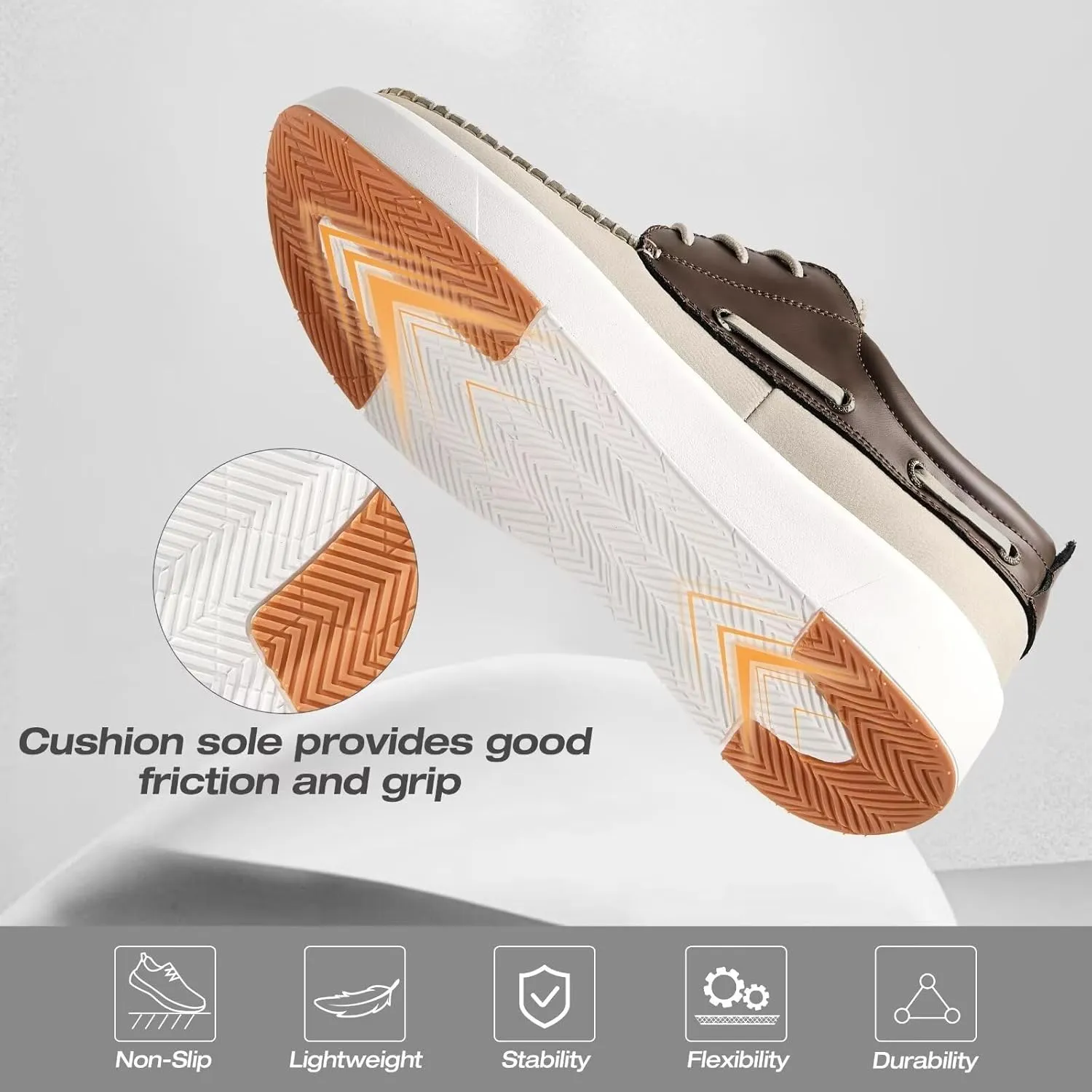 XPACS Men's Orthopedic Leather Dress Walking Shoes: Comfortable Plantar Fasciitis Arch Support Flat Feet Fashion Sneakers, Orthotic Casual Business Work Tennis Oxfords for Heel Foot Pain Relief