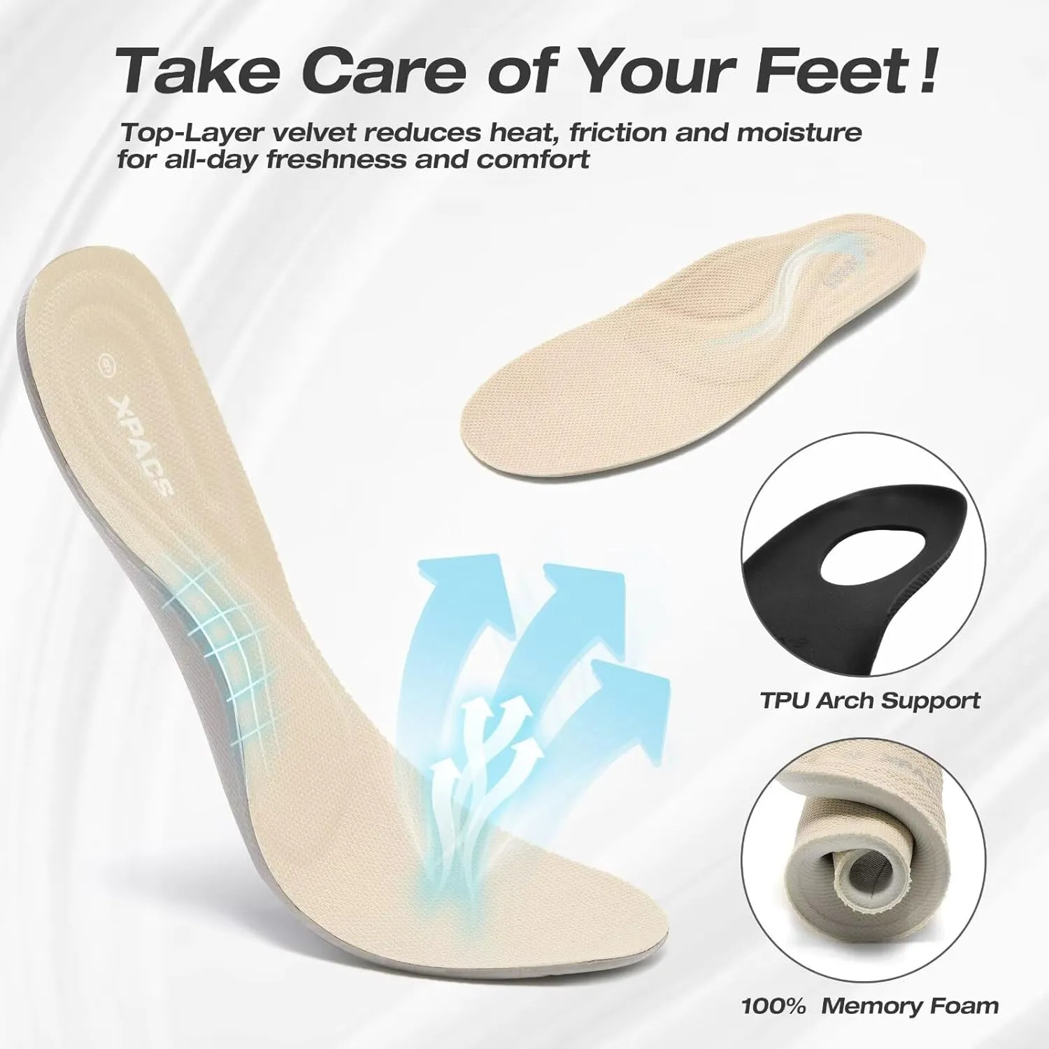 XPACS Men's Orthopedic Leather Dress Walking Shoes: Comfortable Plantar Fasciitis Arch Support Flat Feet Fashion Sneakers, Orthotic Casual Business Work Tennis Oxfords for Heel Foot Pain Relief