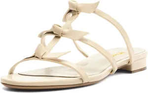 XYD Women Open Toe Strappy Flat Sandals Multi Knots Crossover Straps Slip-on Low Heel Slides Summer Cute Daily Shoes