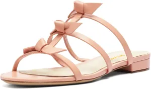 XYD Women Open Toe Strappy Flat Sandals Multi Knots Crossover Straps Slip-on Low Heel Slides Summer Cute Daily Shoes