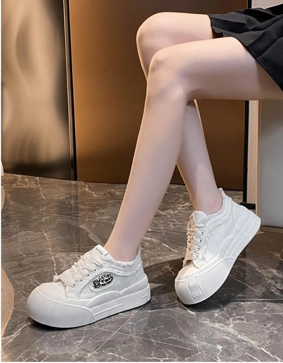 Y2K Sneakers Cute Platform 2-Inch Height Boost Canvas Trendy Streetwear Style   Comfortable Everyday Wear   Lightweight & Durable for All-Day Comfort