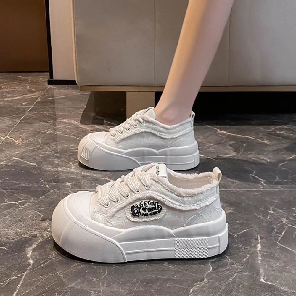 Y2K Sneakers Cute Platform 2-Inch Height Boost Canvas Trendy Streetwear Style   Comfortable Everyday Wear   Lightweight & Durable for All-Day Comfort