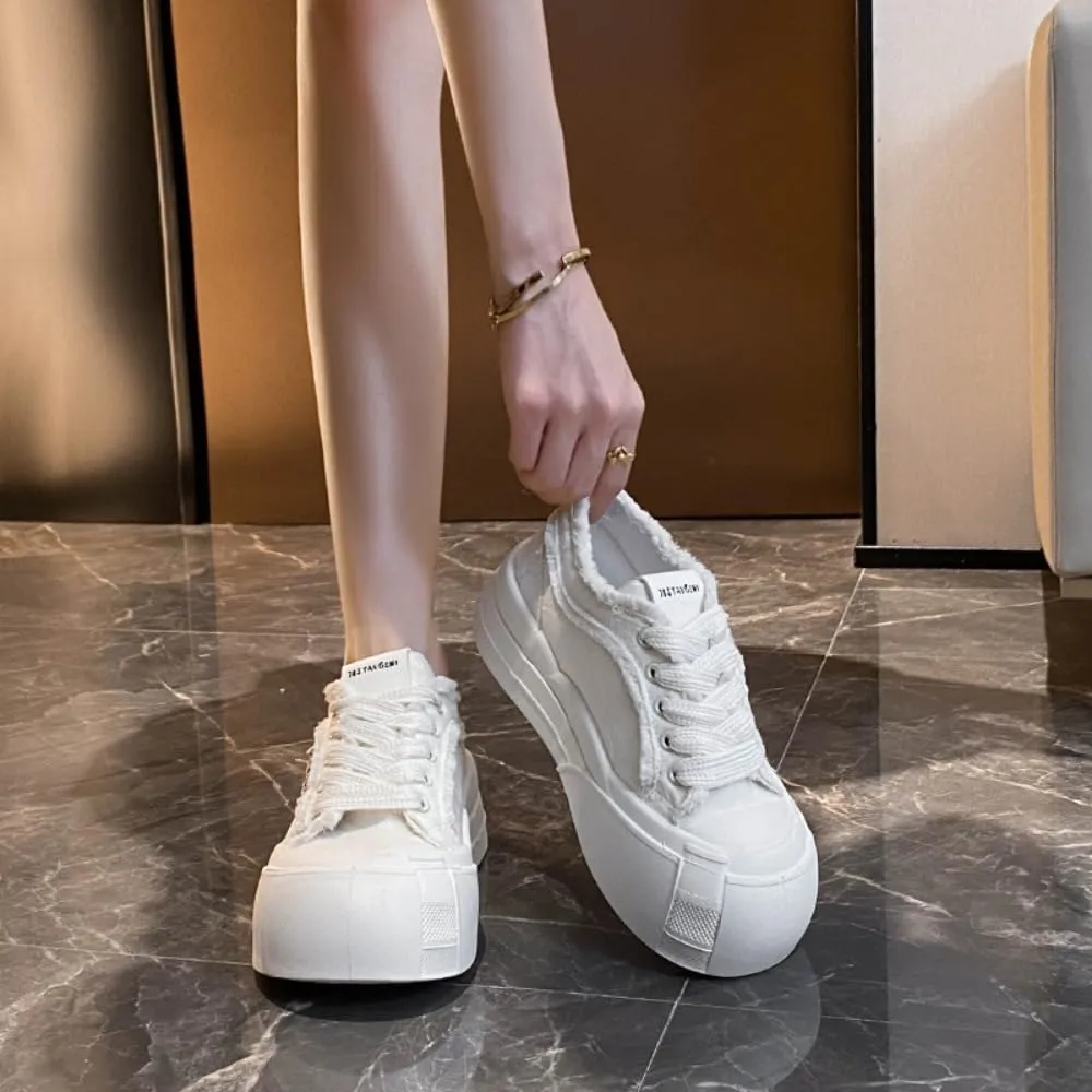 Y2K Sneakers Cute Platform 2-Inch Height Boost Canvas Trendy Streetwear Style   Comfortable Everyday Wear   Lightweight & Durable for All-Day Comfort