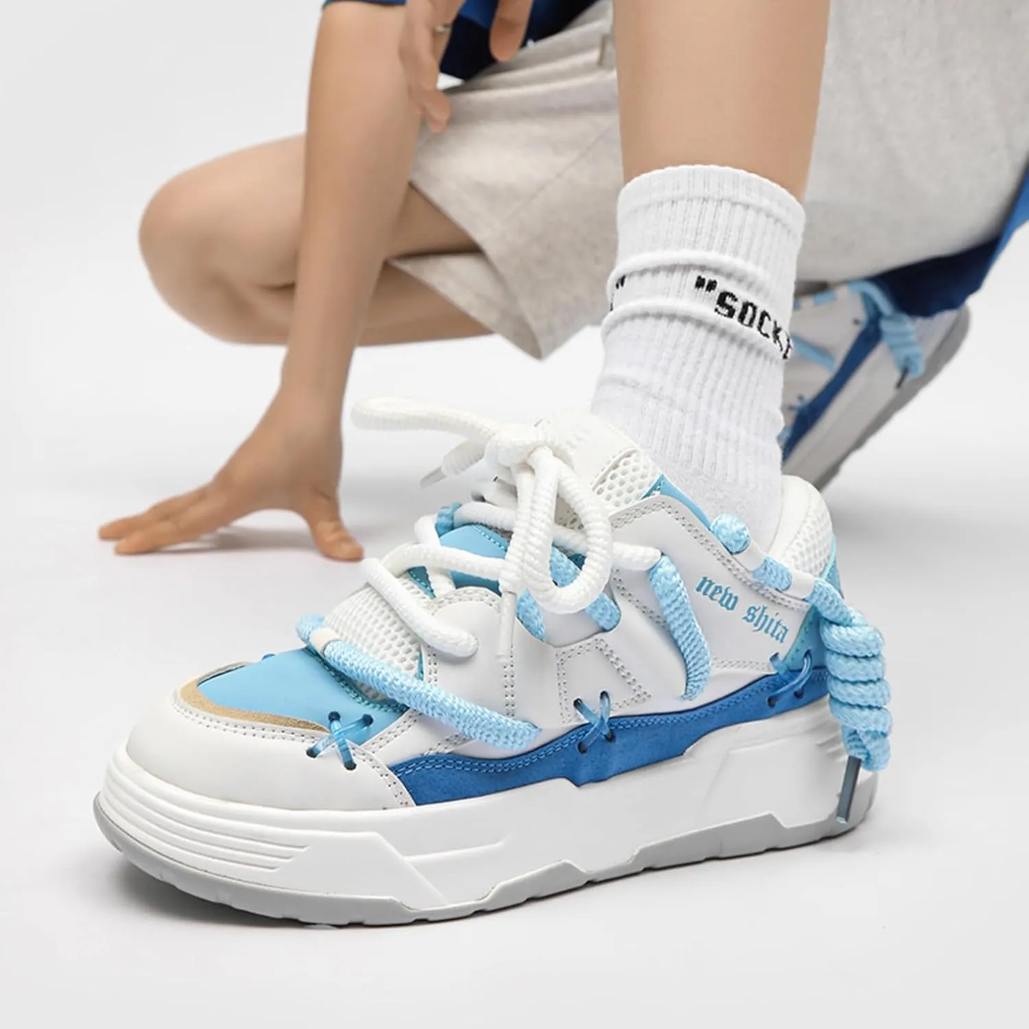 Y2K Sneakers Retro Thick Lace-Up Skate Shoes Fashionable Vintage Sneakers Chunky Sole Comfortable Casual Streetwear Shoes for Women and Men