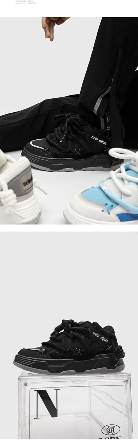 Y2K Sneakers Retro Thick Lace-Up Skate Shoes Fashionable Vintage Sneakers Chunky Sole Comfortable Casual Streetwear Shoes for Women and Men