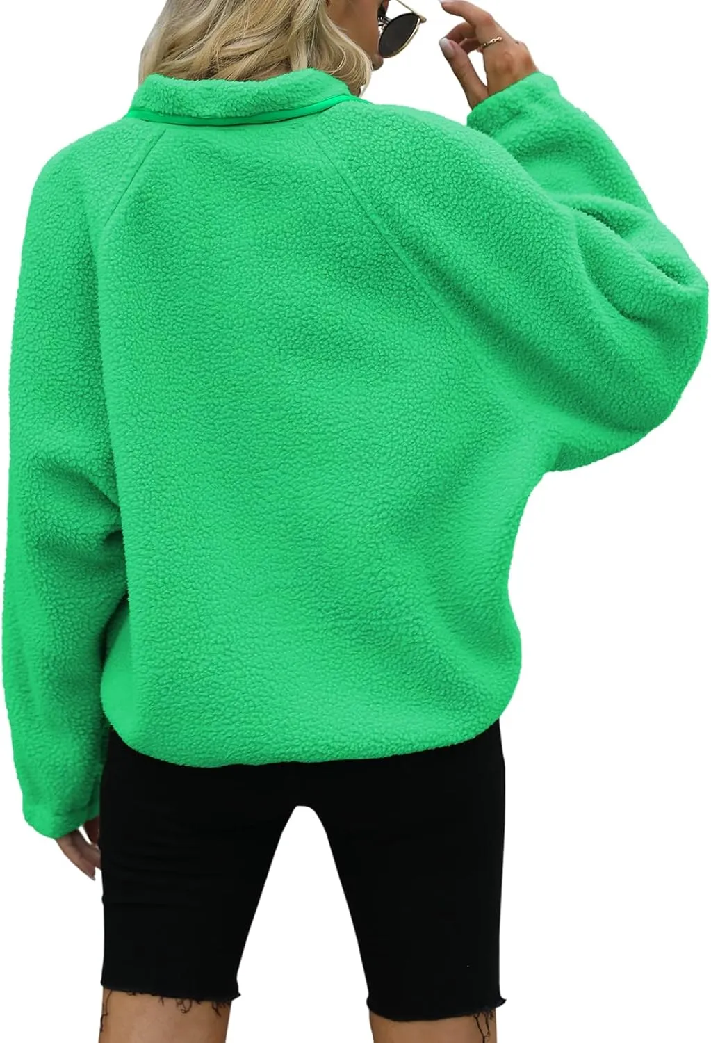 Yanekop Womens Fleece Jacket Fuzzy Long Sleeve Short Coats Button Down Sherpa Outerwear with Pockets