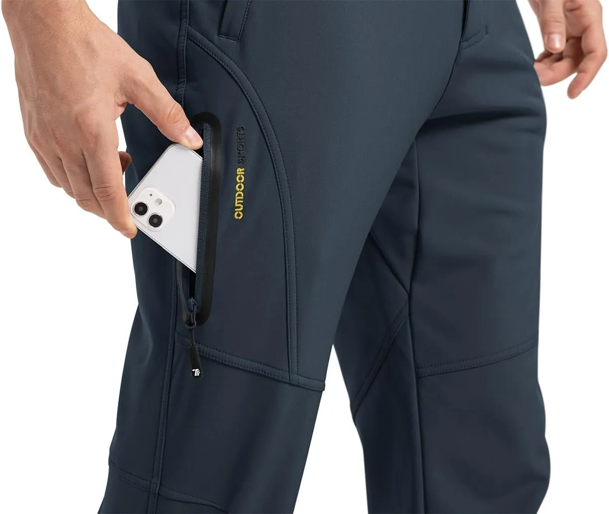 YSENTO Men's Fleece Lined Snow Ski Pants Waterproof Softshell Insulated Winter Cargo Hiking Camping Pants