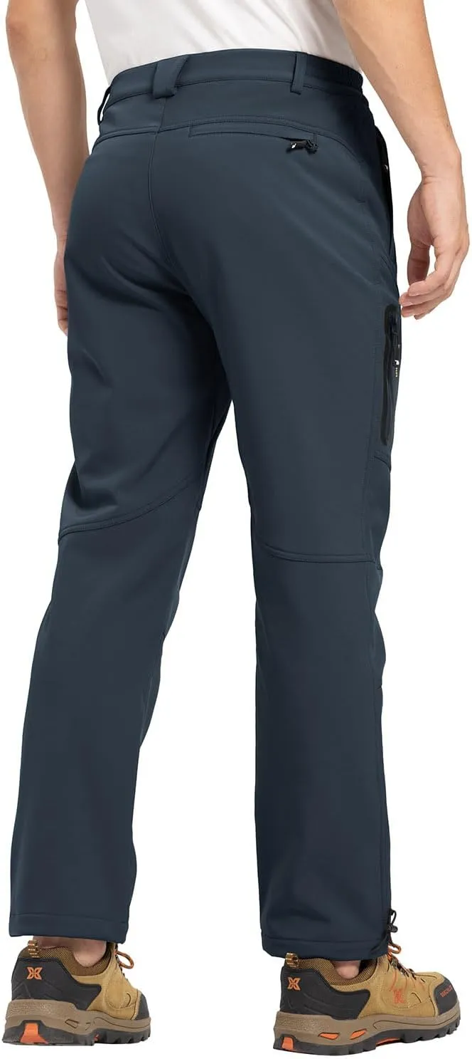 YSENTO Men's Fleece Lined Snow Ski Pants Waterproof Softshell Insulated Winter Cargo Hiking Camping Pants