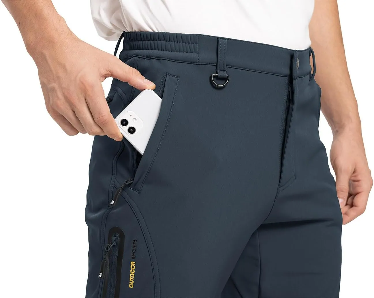 YSENTO Men's Fleece Lined Snow Ski Pants Waterproof Softshell Insulated Winter Cargo Hiking Camping Pants