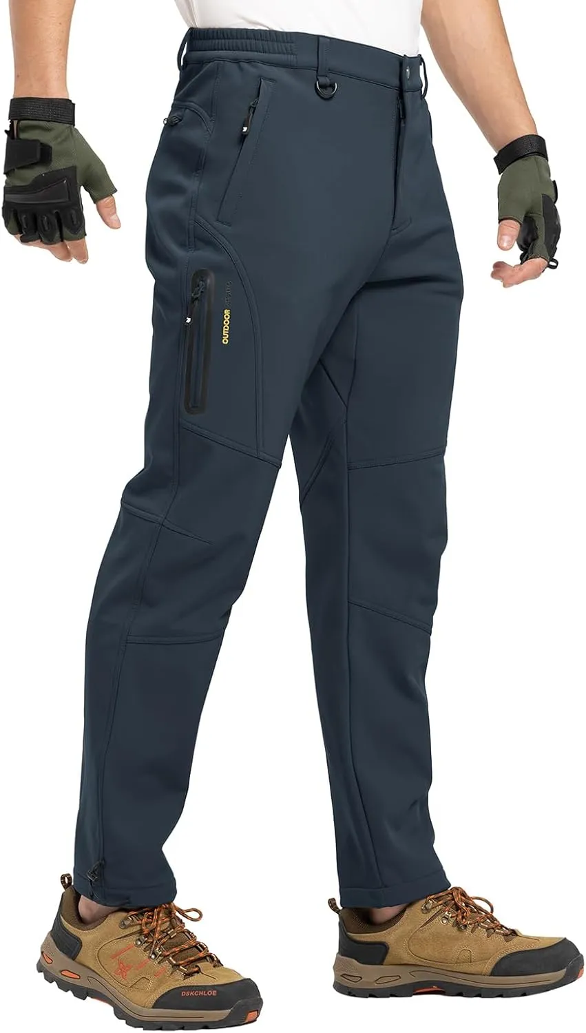 YSENTO Men's Fleece Lined Snow Ski Pants Waterproof Softshell Insulated Winter Cargo Hiking Camping Pants