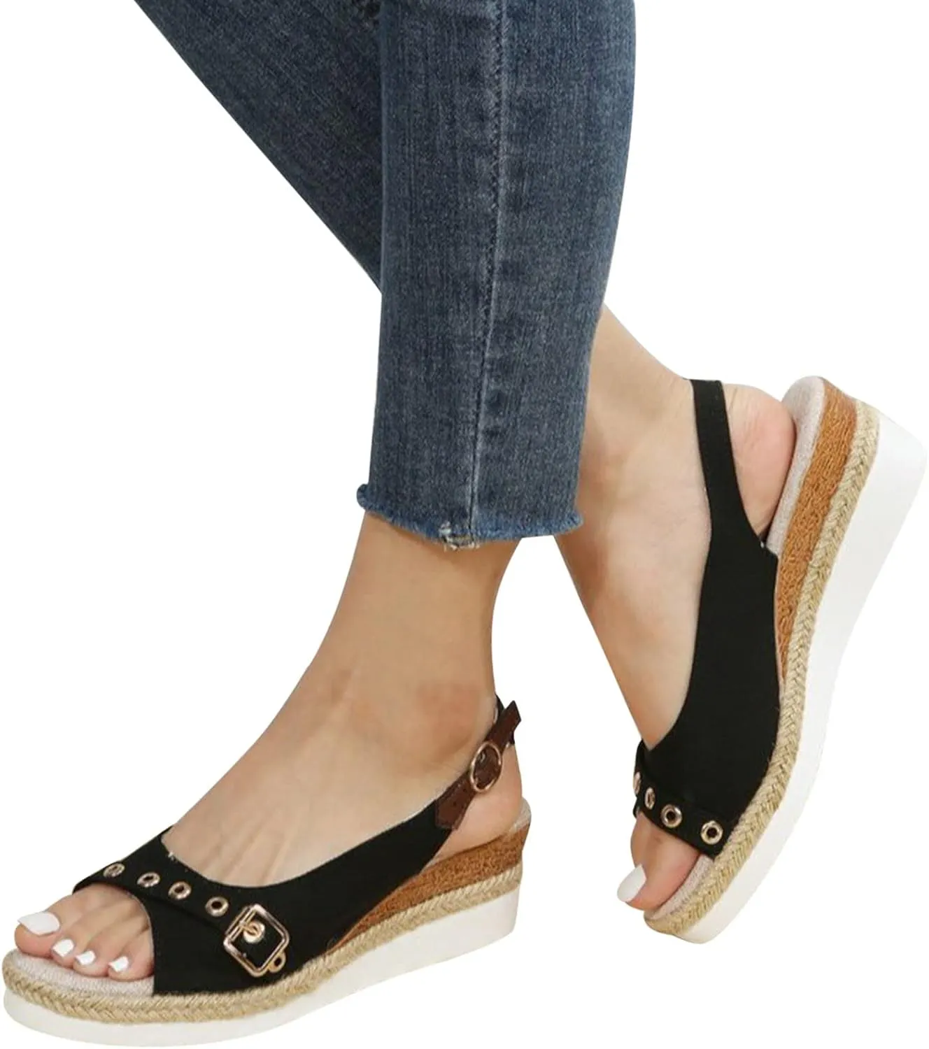 ZSpzx Espadrilles Wedge Sandals for Women 2025 Orthopedic Dressy Summer Walking Slippers Arch Support Platform Sandal Womens Comfortable Open Toe Ankle Strap Boho Casual Slip on Beach Shoes